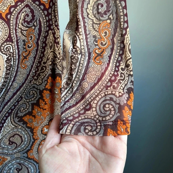 INC International Concepts Bohemain Shirt | Mesh | Paisley | Boho | Bohemian - Picture 5 of 10